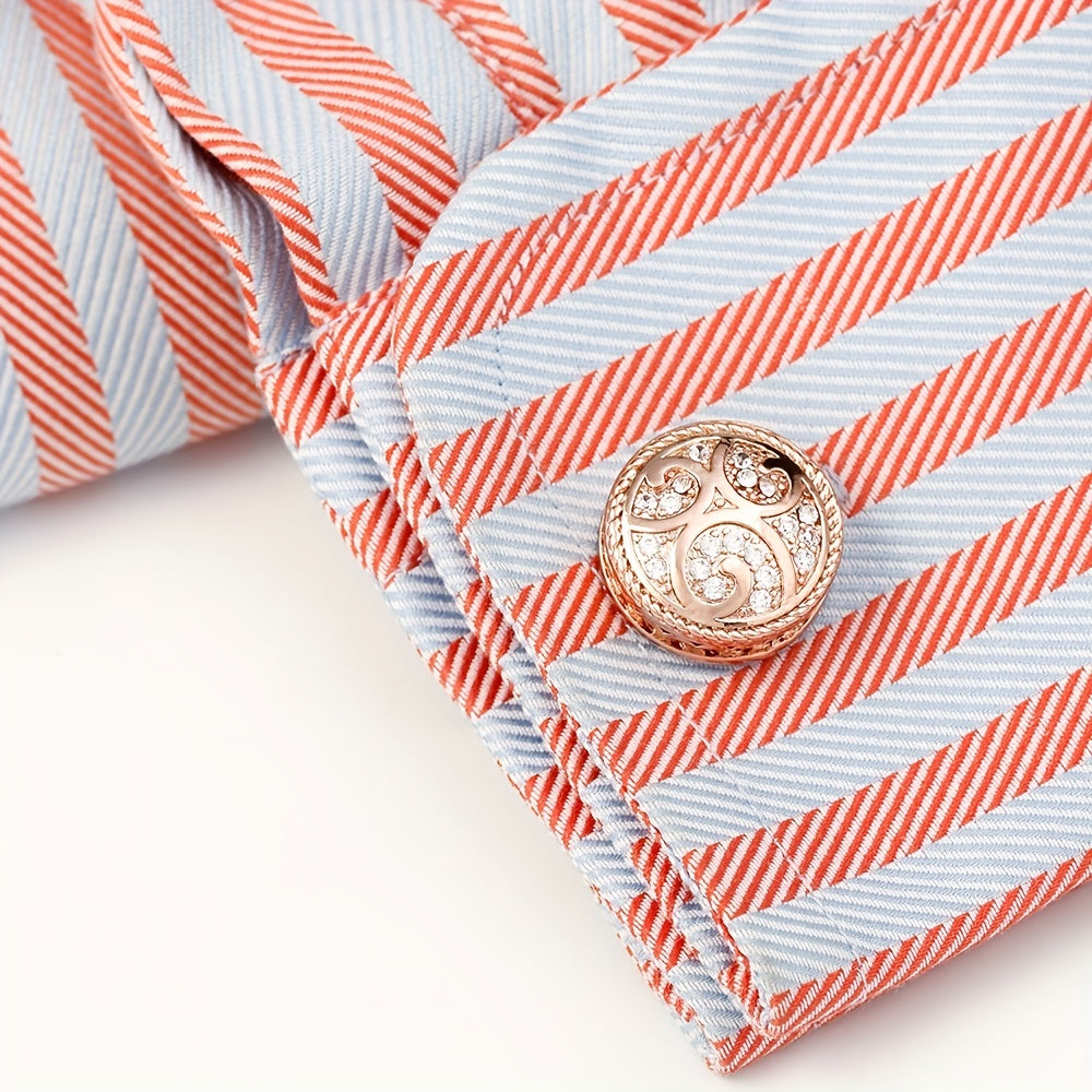 Zircon Inlaid Men's Shirt Cufflinks - Father's Gift