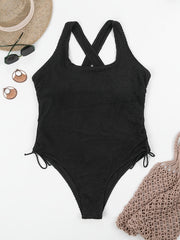 Sexy One Piece Swimsuit Ruched Crisscross Back