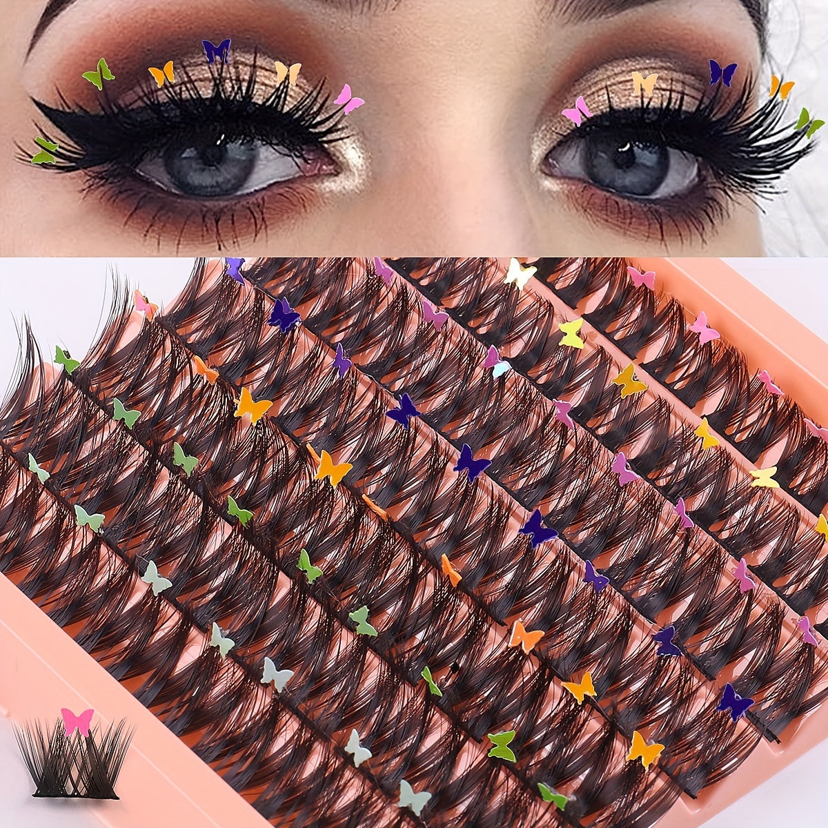 Butterfly Sequin Decor Lash Clusters DIY Eyelash Extensions