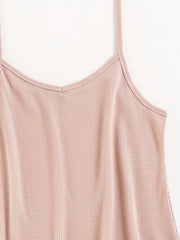 Solid V Neck Waffle Camisole & Shorts Pajama Set