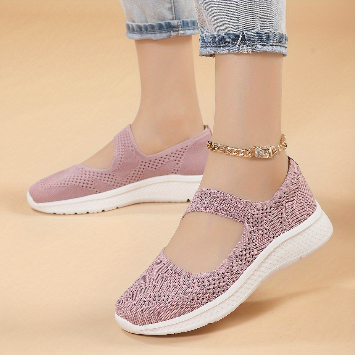 Women's Breathable Mesh Sneakers Casual Ankle Strap Flat Shoes