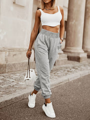 Elastic Waist Pants Long Length Summer Workout Pants Women's Clothing