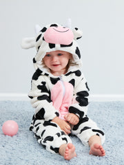 Baby Cow Pyjamas Rompers Soft Warm Winter Jumpsuit For Kids