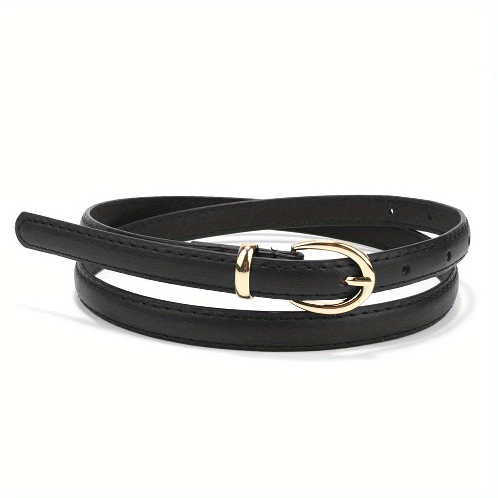 Candy Adjustable Waist Belt Golden Pin Buckle Thin PU Belt