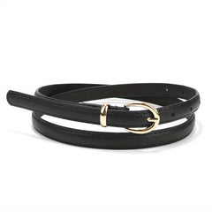 Candy Adjustable Waist Belt Golden Pin Buckle Thin PU Belt