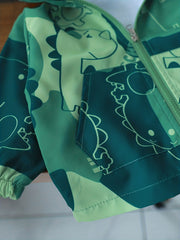 Boys Dinosaur Print Hooded Zip Up Jacket