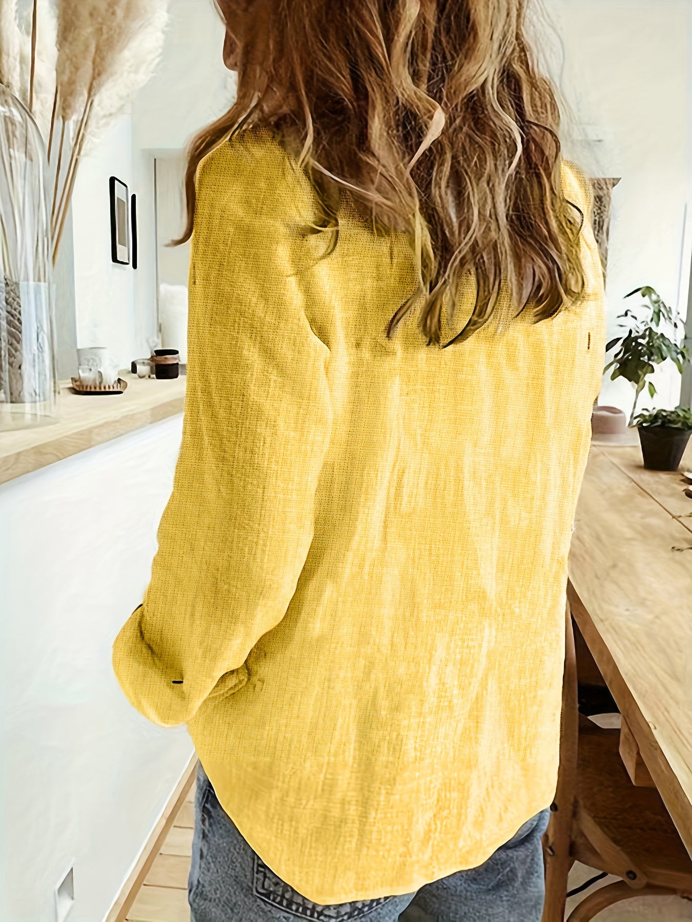 Textured Long Sleeve Button Up Blouse