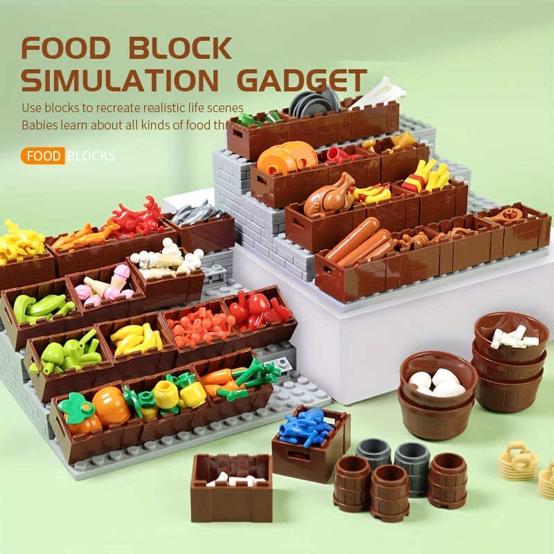 Food Building Blocks Hamburg Fries Chicken Hot Dog Fruit Accessories Toys
