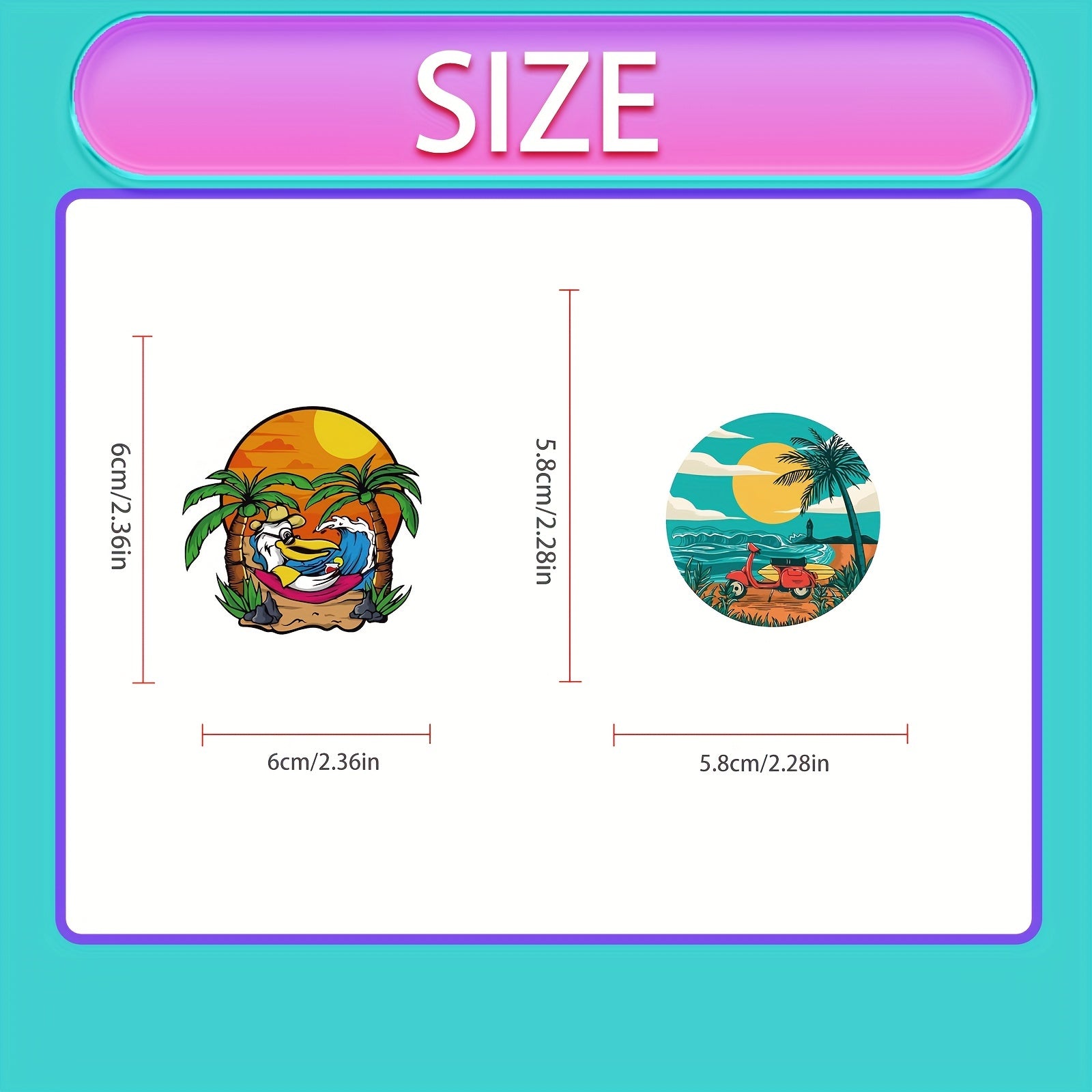 100pcs Beach Surfing Waterproof Vinyl Stickers for Water Bottles