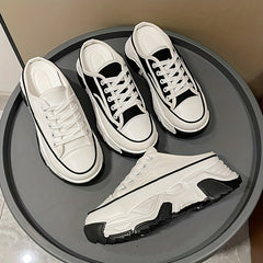 Women's Platform Canvas Slip-On Shoes Height Increasing Outdoor Sneakers