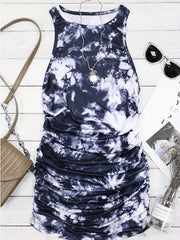 Tie Dye Ruched Dress Sleeveless Bodycon Dress