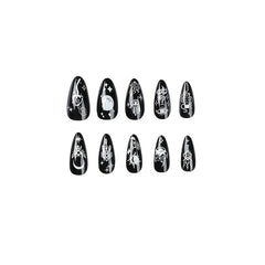 24 pcs Acrylic Full Cover Stick On Nails Moon Star Dream Catcher Evil Eye Snake
