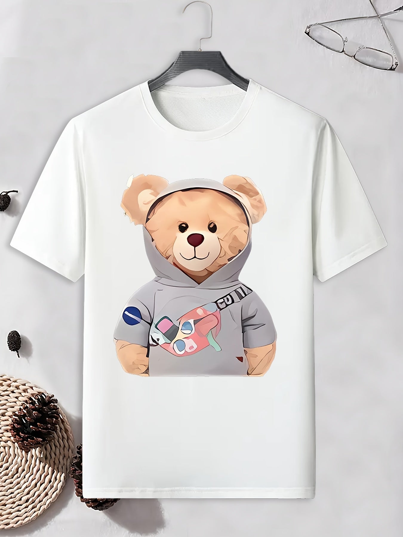 Men's Teddy Bear Print T shirt Active Tee Outdoor