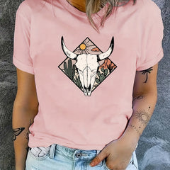 Women's Graphic Tee Crew Neck Casual Sports T-shirt