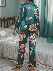 Floral Print Pajama Set Long Sleeve Top & Pants