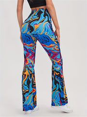 Flare Leg High Waist Pants Graphic Print
