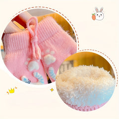 Children's Cartoon Neck Hanging Gloves Warm Keeping Gloves