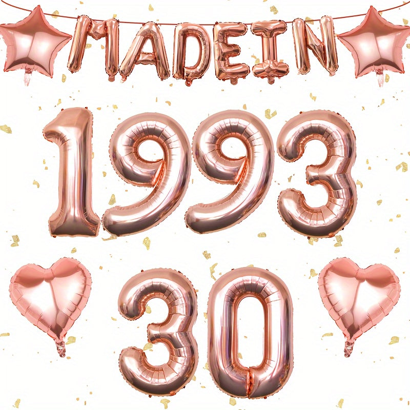 Rose Golden Birthday Decorations For Women Large Number Balloons Banner Set
