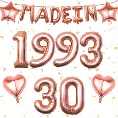 Rose Golden Birthday Decorations For Women Large Number Balloons Banner Set