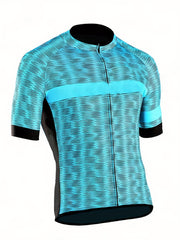 Men's Geometric Pattern Cycling Jersey Long Sleeve Crew Neck Shirt