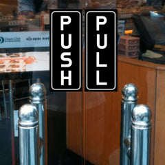 8pcs Push Pull Door Sign Sticker Vertical Self-Adhesive Vinyl 5x12cm