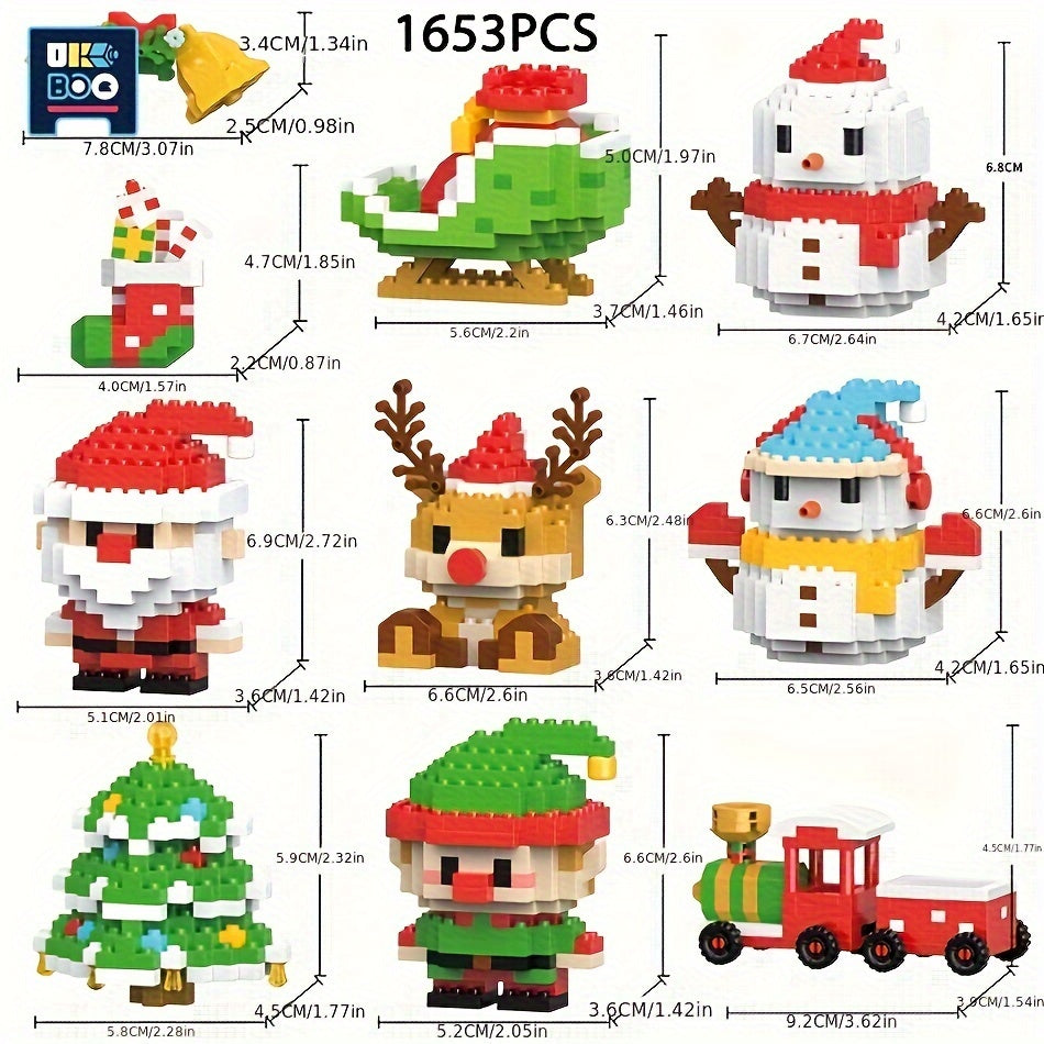 Christmas Tree Building Blocks Kit Elk Santa Claus Train Small