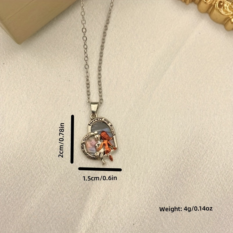 Sisters Heart Pendant Necklace - Party Gift For Girls