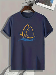 Sailboat Pattern Print Men's Sports T-shirt