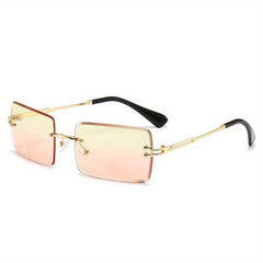 Rimless Gradient Sunglasses UV400 for Beach Travel