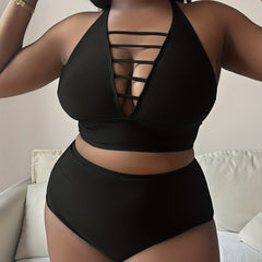 Sexy Tankini Set Halter Neck Crop Top & Underwear Swimsuit