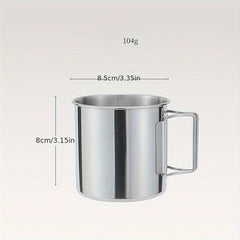 Outdoor 304 Stainless Steel Cup with Folding Handle, Convenient Beer Cup