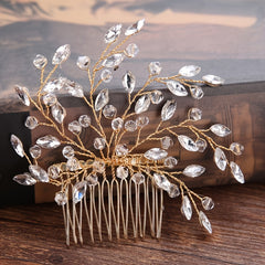 Crystal Flower Bridal Hair Comb with Silver Accents
