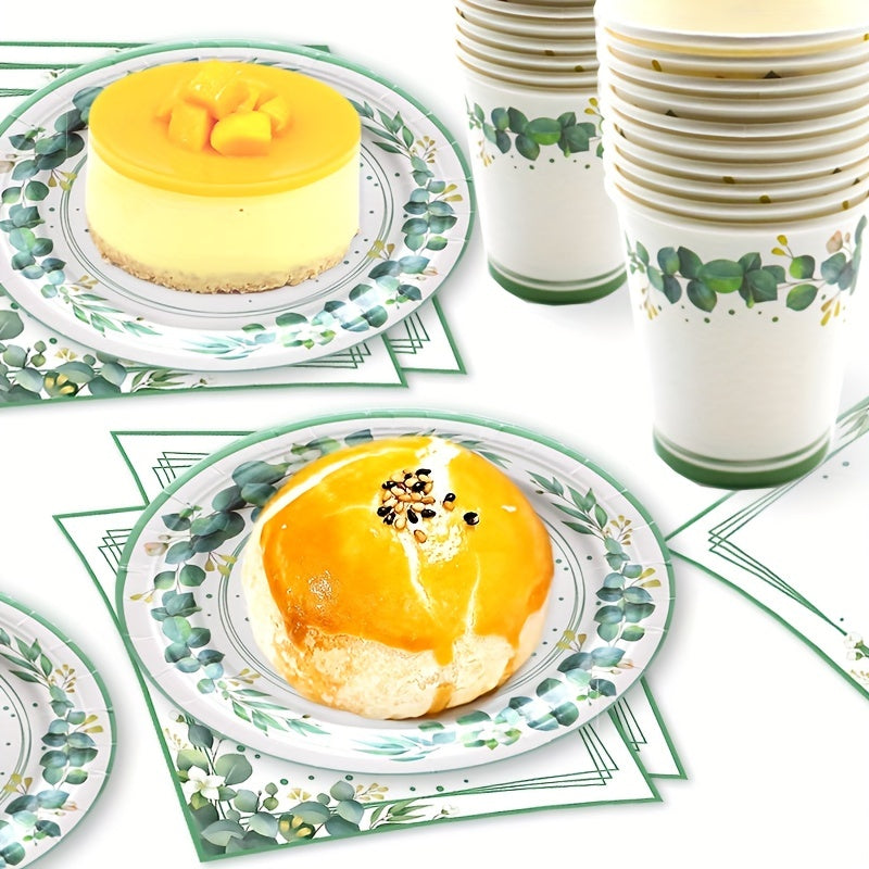 Greenery Yugali Leaf Party Supplies Set - 17 Pcs