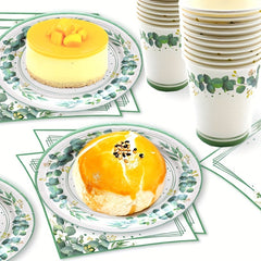 Greenery Yugali Leaf Party Supplies Set - 17 Pcs