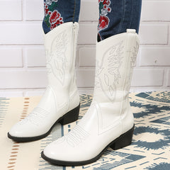 Women's Chunky Heel Western Embroidered Cowgirl Boots