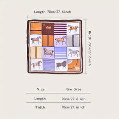 Horse Print Square Scarf Classic Bandana Neckerchief
