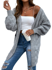 Warm Open Front Cardigan with Pockets for Women