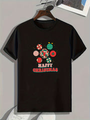 Christmas Pattern Print Men's Sports T-shirt Graphic Tee For Fitness