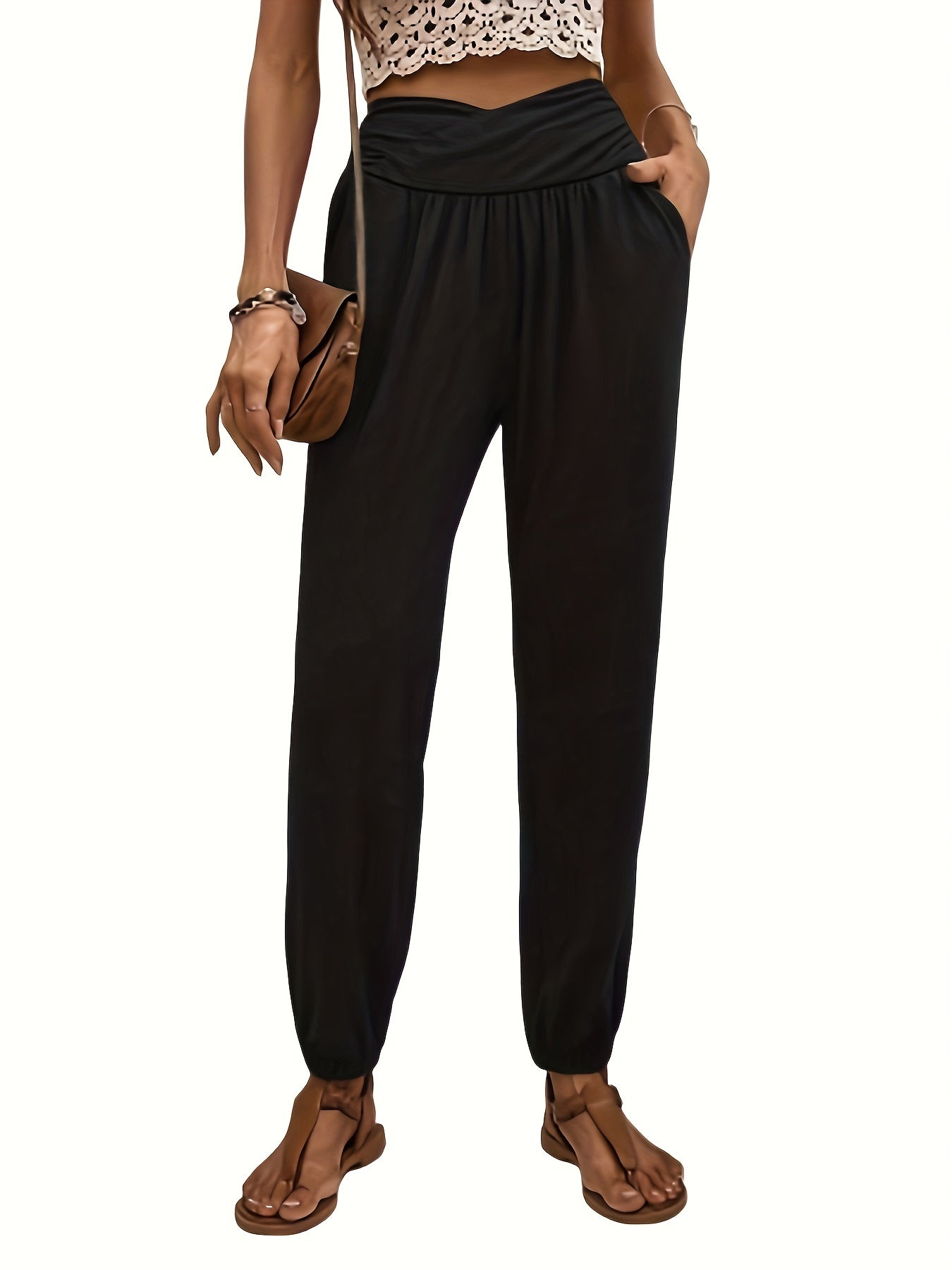 Women's Casual Loose Pants with Side Pocket Trousers