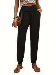 Women's Casual Loose Pants with Side Pocket Trousers