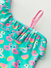 Girl's Flamingo Tankini Swimwear for Beach Vacation