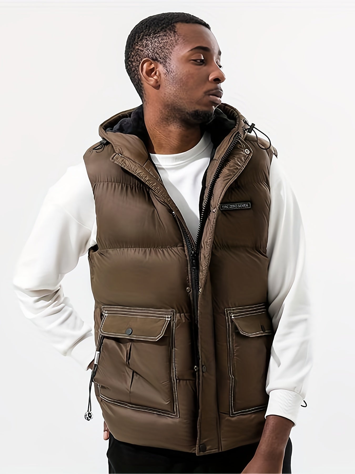 Men's Warm Hooded Winter Vest with Big Pockets