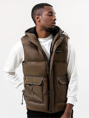 Men's Warm Hooded Winter Vest with Big Pockets