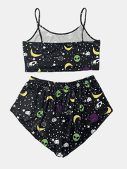 Tropical Print Sports Bra & Boy Shorts Set