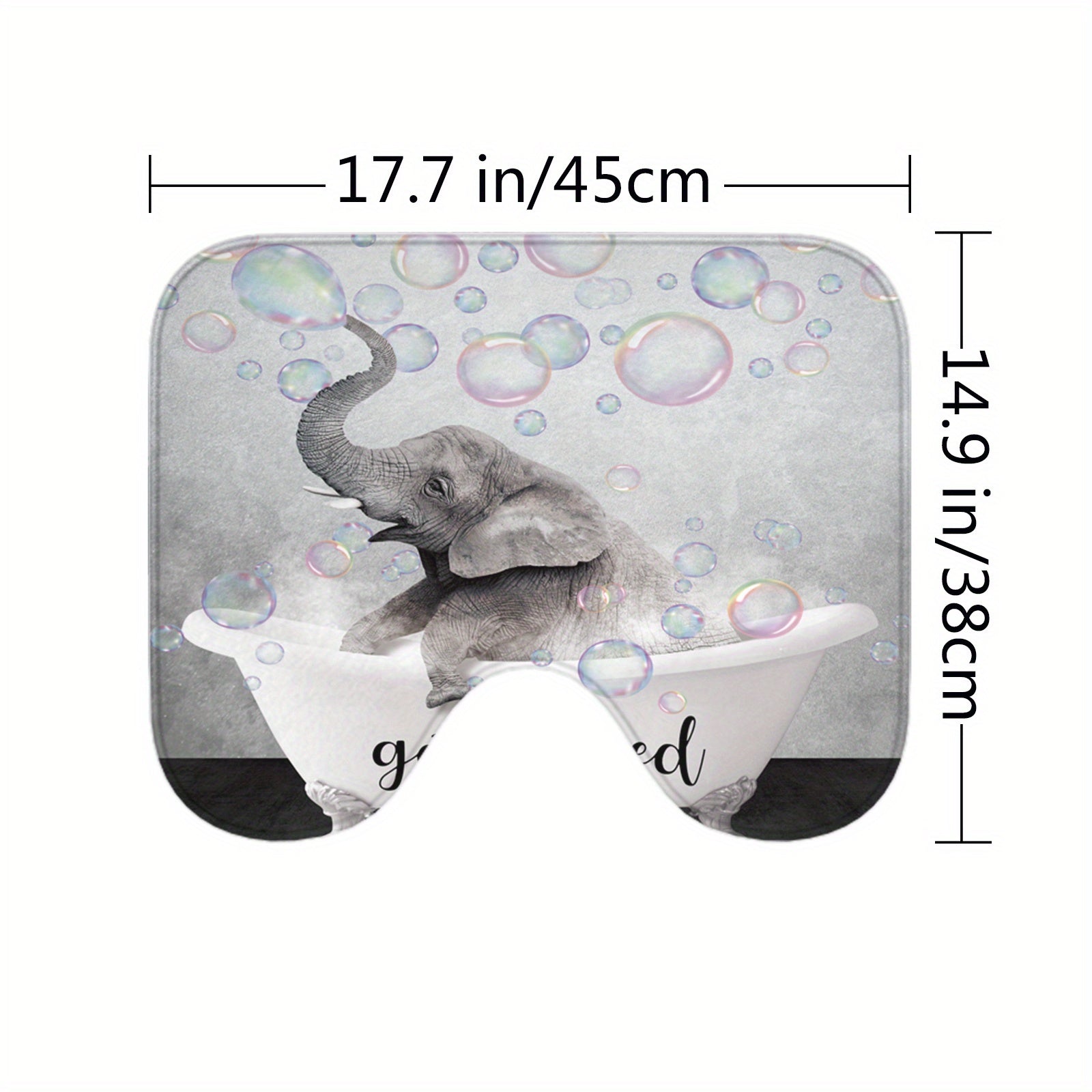 Waterproof Elephant Shower Curtain Set with Memory Foam Mat and Non Slip Rug