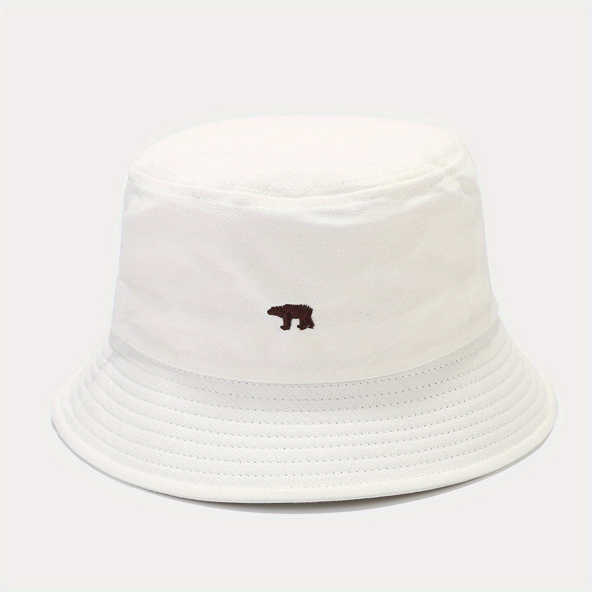 Bear Embroidery Bucket Hat Sun Protection Outdoor Travel