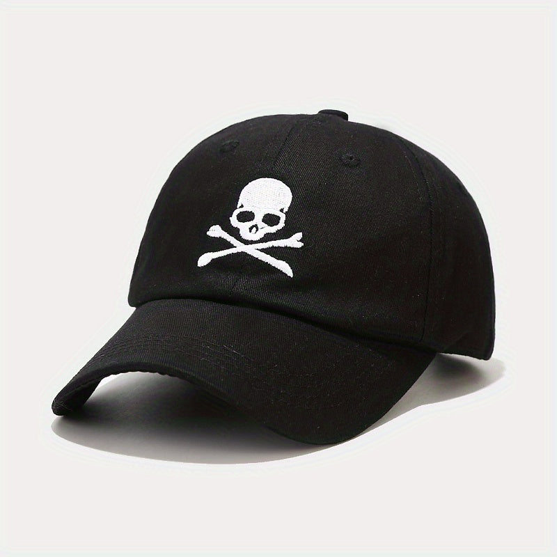 Adjustable Unisex Baseball Cap with Skull Embroidery