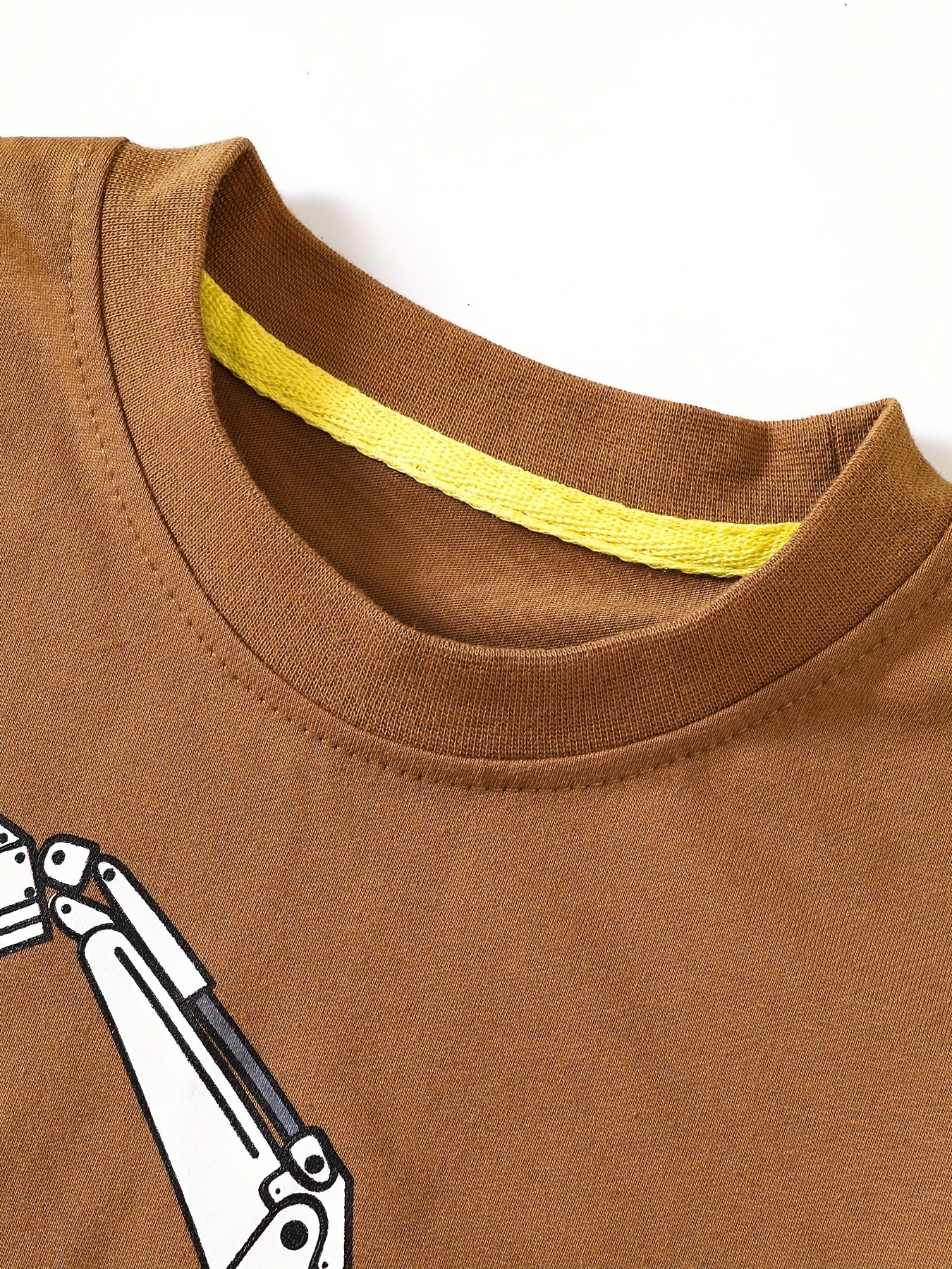 Dino & Excavator Print Boys Sweatshirt Long Sleeve Crew Neck Tops