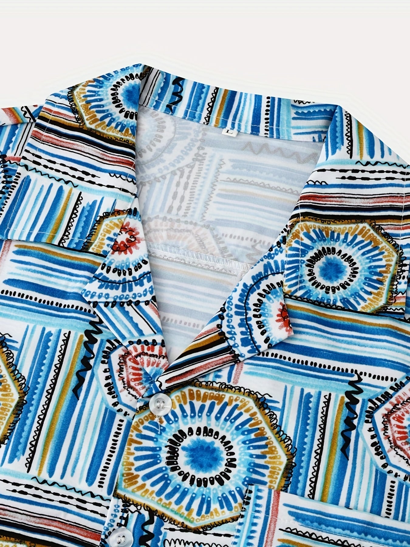 Geometric Print Men s Short Sleeve Hawaiian Shirt For Vacation