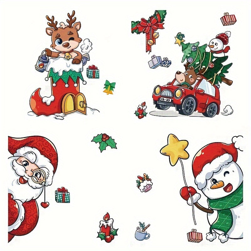 6pcs Christmas Window Sticker Dwarfs Snowflake Wall Stickers